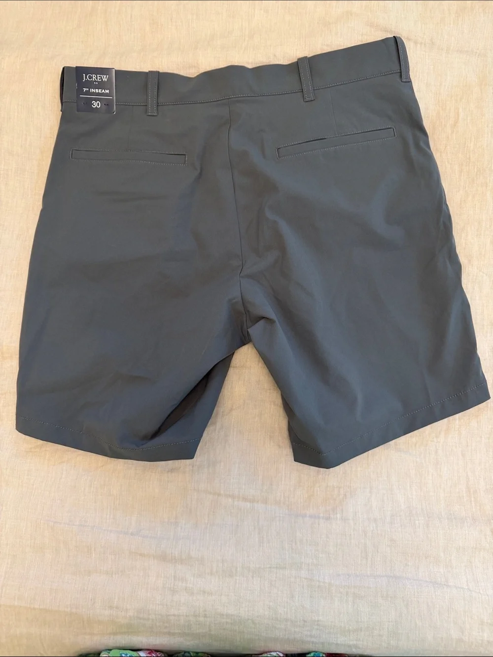 J. Crew Men's Flat Front Shorts — Charcoal Gray - Tech fabric- 7” inseam